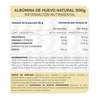 Proteína Albumina de Huevo Sabor Natural 500 g  16 porciones