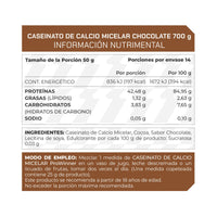 Proteína Caseinato de Calcio Micelar Sabor Chocolate 700 g 14 porciones