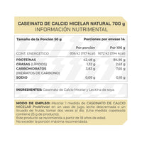 Proteína Caseinato de Calcio Micelar Sabor Natural 700 g 14 porciones