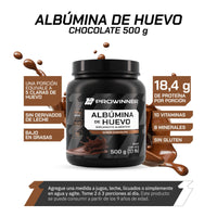 Proteína Albumina de Huevo Sabor Chocolate 500g 16 porciones
