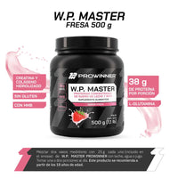 Proteína WP Master Fresa Proteínas  de Suero de Leche y Soya 500 g 10 porciones