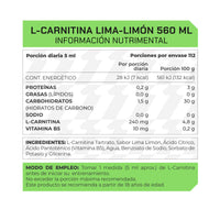 Pre Workout L-Carnitina 560ml Sabor Lima Limón 112 porciones
