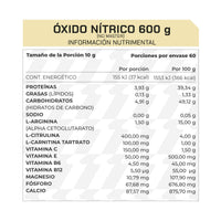 Pre entreno Óxido Nítrico No Master  600g 60 porciones
