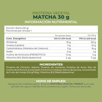 Proteína Vegetal Sabor Matcha, Caja con 12 sobres de 30 gramos