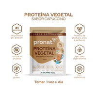 Proteína Vegetal Sabor Cappuccino, Caja con 12 sobres de 30 gramos