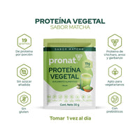 Proteína Vegetal Sabor Matcha, Caja con 12 sobres de 30 gramos