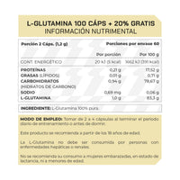 Post entreno L-Glutamina 120 Cápsulas 60 porciones
