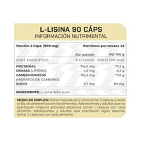Post entreno L-Lisina 90 Cápsulas 45 porciones
