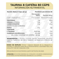 Pre entreno Taurina y Cafeína 60 Cápsulas 20 porciones