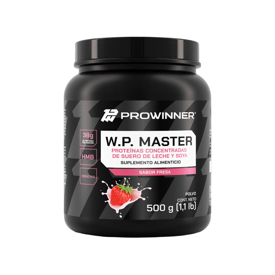 Proteína WP Master Fresa Proteínas  de Suero de Leche y Soya 500 g 10 porciones
