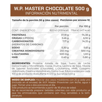 Proteína WP Master, Proteínas de Suero de Leche y Soya Chocolate 500 g 10 porciones