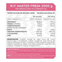 Proteína WP Master, Proteína de Suero de Leche y Soya Fresa 2 kg 40 porciones