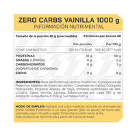 Proteína Zero Carbs  Proteína Sin Carbohidratos Vainilla 1 kg 50 porciones